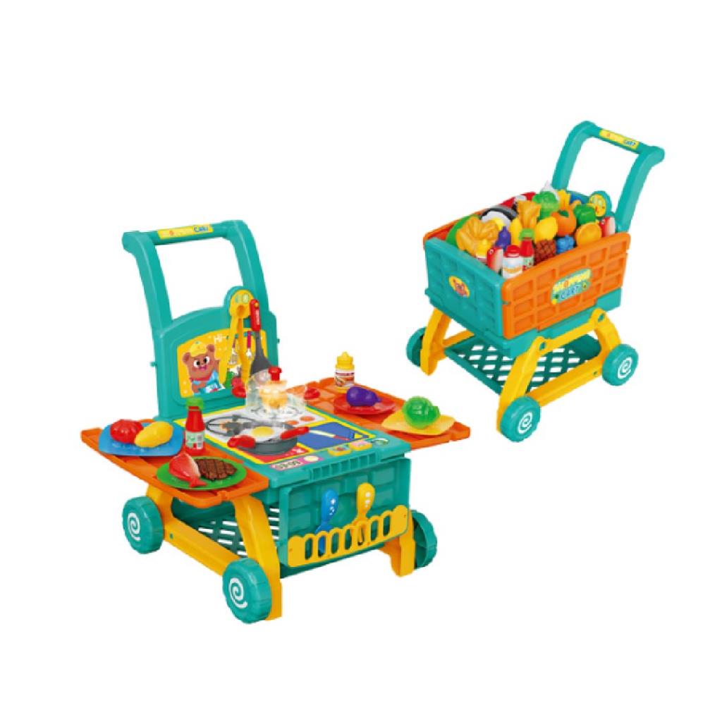 2-in-1 Shopping Cart Kitchen Playset